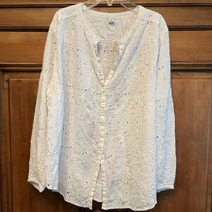 Old Navy white eyelet a-line long sleeve tunic, XL